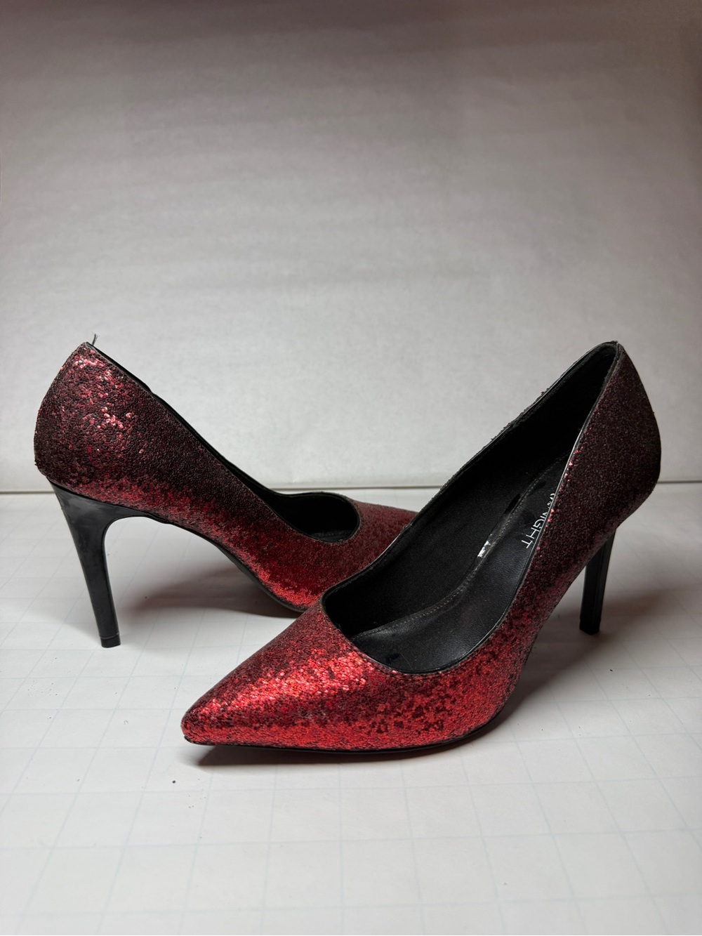 Red Glitter Pointed Toe High Heels - Women